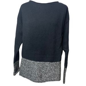 Athleta brindle border sweater black and grey Large wool